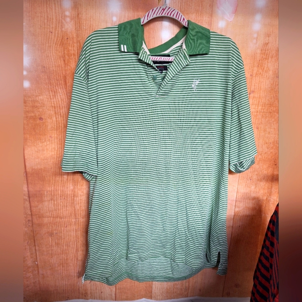Ashworth EZ-Tech Green And White Polo Shirt Size XL
